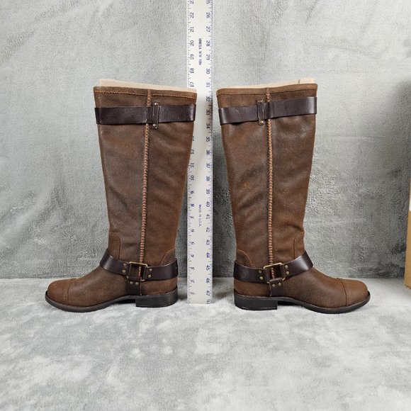 UGG Australia W Dree Boots womens 7.5 suede leather knee high harness - Picture 4 of 12